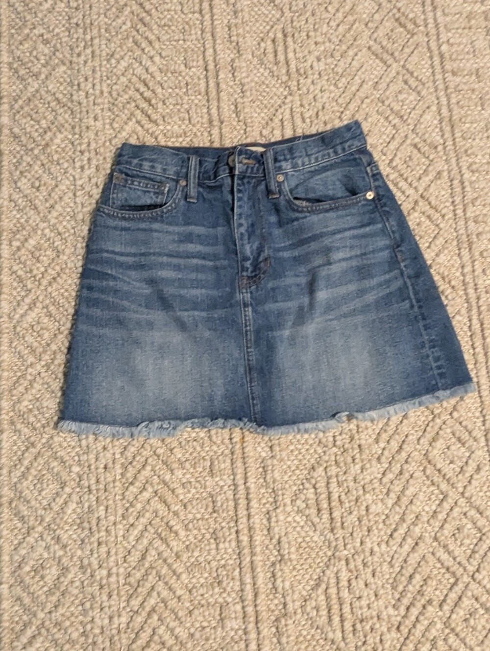 Madewell Blue Denim Mini Skirt with Frayed Hem Size 25